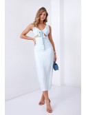 Rochie de vara cu decolteu legat, albastru deschis 110525 - Magazin online - Boutique